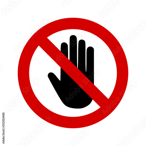 Stop hand logo template illustration. suitable  for no entry or entrance forbidden and dont touch sign