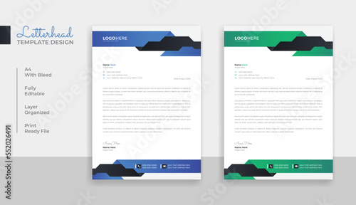 Professional minimalist colorful corporate letterhead template design