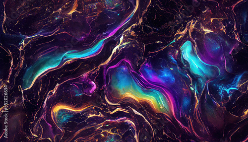 Abstract liquid iridescent oil slick (Generative AI)