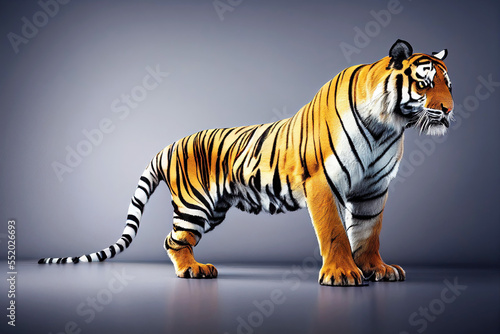 Tiger standing in studio setting  Generative AI 