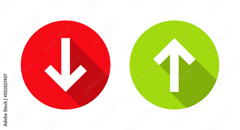 Down and up arrows icon vector isolated on circle background. Download and upload sign symbol Down and up arrows icon vector isolated on circle background. Download and upload sign symbol