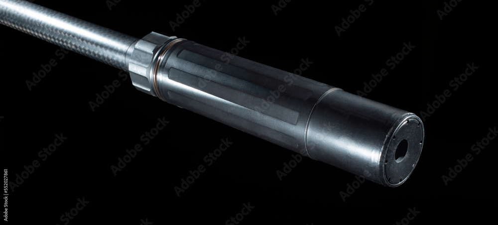 Fototapeta premium Suppressor mounted on a rifle barrel