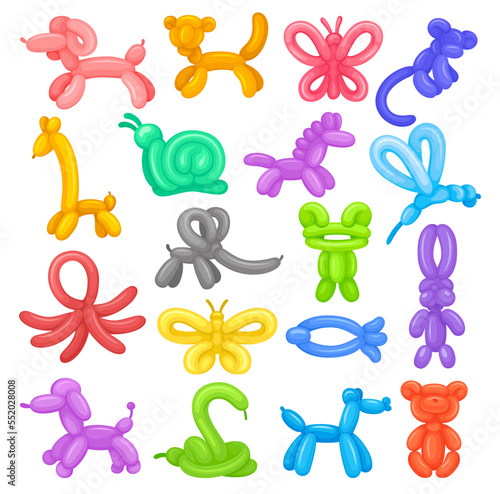 Balloon Twisting Art with Animal Figures Big Vector Set