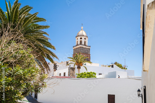 Old, stone church - the main landmark of historic Teguise, Lanzarote, Canary Islands, Spain