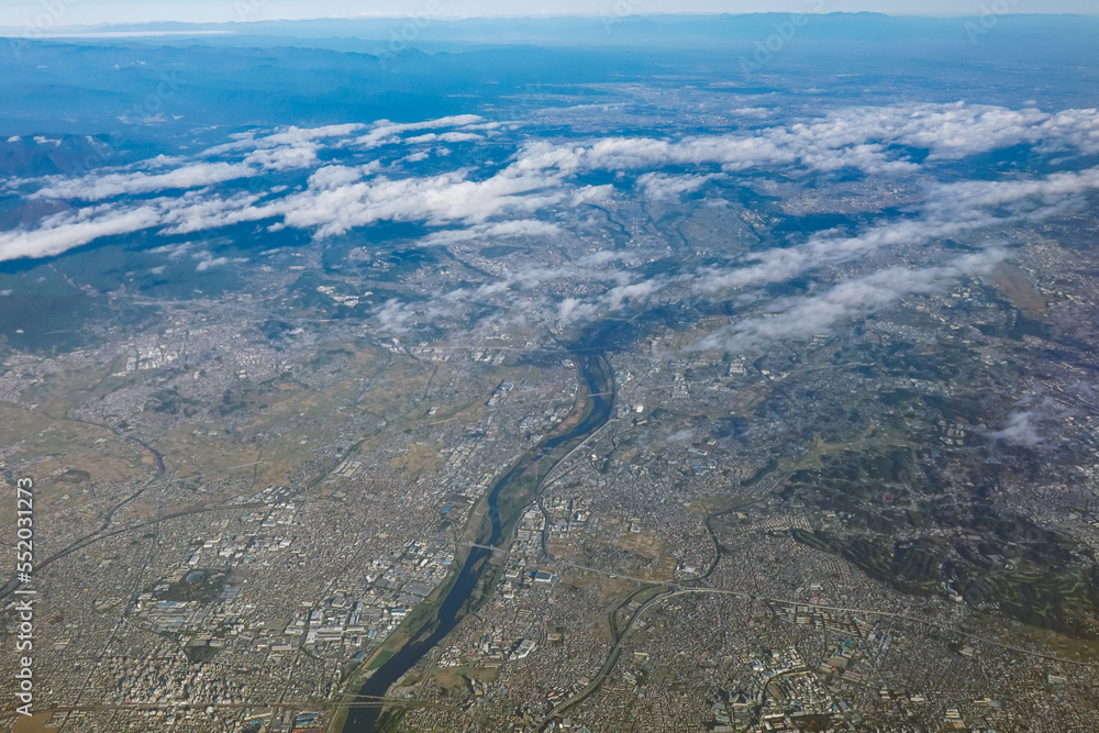 空から相模川に架かる湘南銀河大橋 空から相模川に架かる湘南銀河大橋