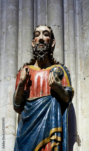 фотографія polychrome sculpture of Christ the Savior in the cathedral