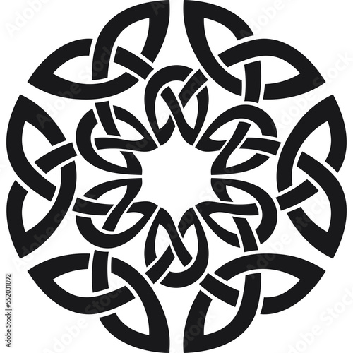 Sign with linked celtic knots, black. Sign made with Celtic knots to use in designs for St. Patrick's Day.