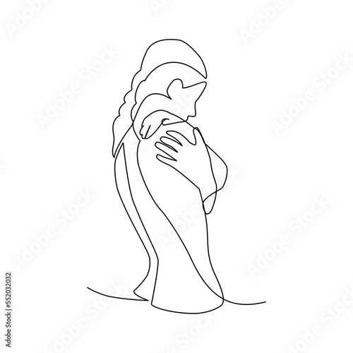 Vector illustration of a girl drawn in line art style