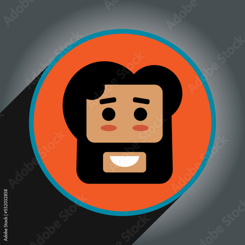 Cartoon avatar head design flat style in circle.Profile icon pro vector.