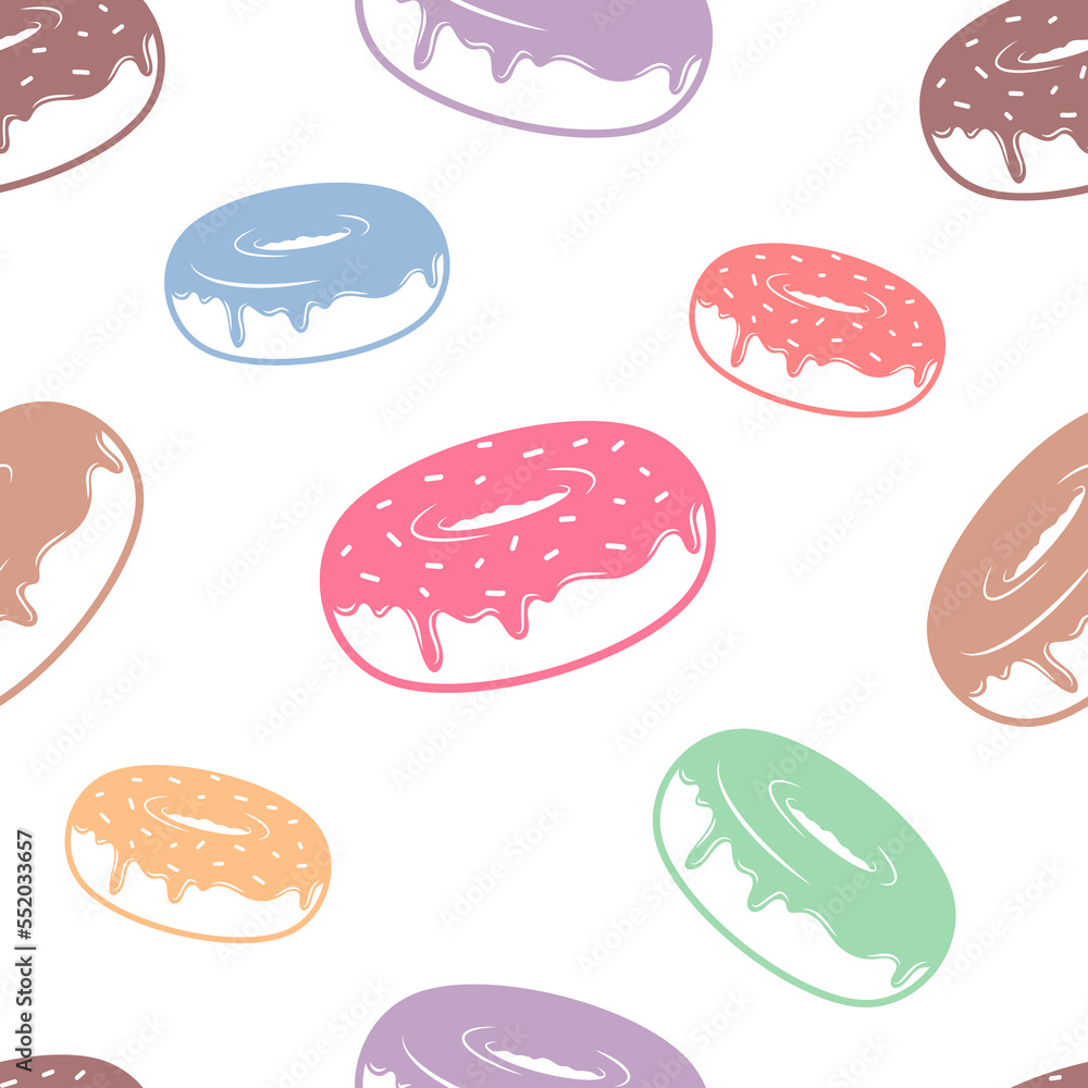 Donut, doughnut with glaze and sprinkles seamless pattern, pastry background Donut, doughnut with glaze and sprinkles seamless pattern, pastry background