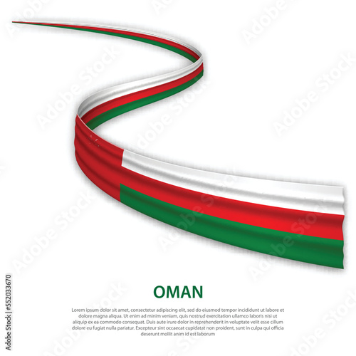 Waving ribbon or banner with flag of Oman