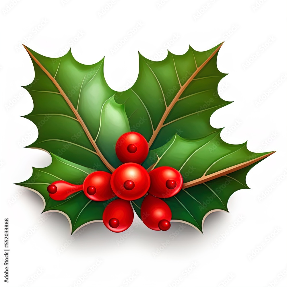 Illustration of holly leaves and berries. Illustration of holly leaves and berries.