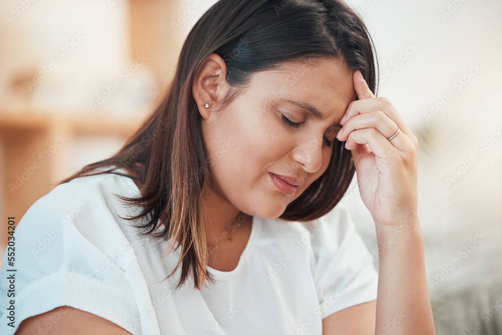 Woman, stress and headache about business fail while struggling with mental health and exhaustion. Migraine, deadline and stressed entrepreneur feeling overworked and stressed out in the workplace Woman, stress and headache about business fail while struggling with mental health and exhaustion. Migraine, deadline and stressed entrepreneur feeling overworked and stressed out in the workplace