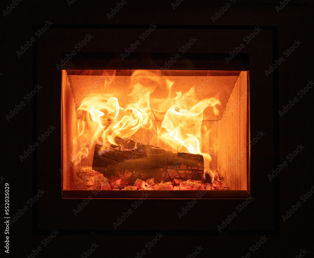 Fire flames and burning wood logs, energy stove fireplace close up, Fire flames and burning wood logs, energy stove fireplace close up,