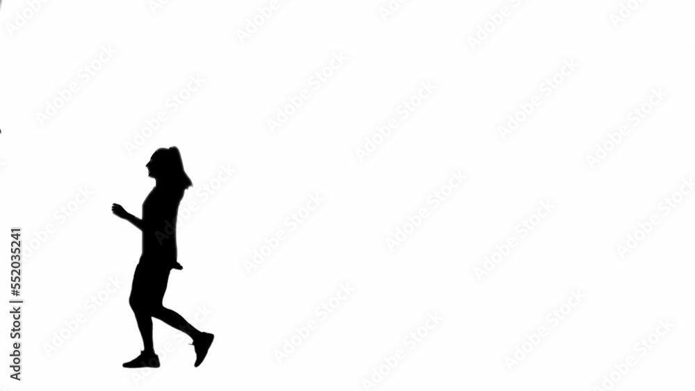 Black silhouette of female volleyball player bouncing and hitting the ball with her hand. Volleyball game on white isolated background, full length. Practice hitting the ball, competitions. Black silhouette of female volleyball player bouncing and hitting the ball with her hand. Volleyball game on white isolated background, full length. Practice hitting the ball, competitions.