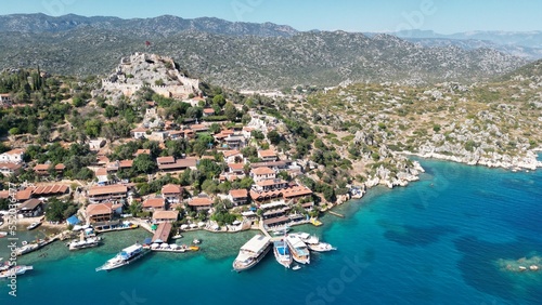 Drone View of Kaleköy, Simena, Kekova, Demre, Antalia, Antalya,Turkey. September 2022 photo