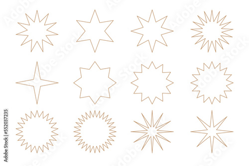 Star Sun Ray Shape Graphic New Year Christmas  Symbol Star Silhouette Pentagram Path Clipart Collection Vintage Simple Cut Out Icon 