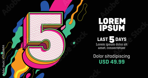 last 5 days banner thamplate, numbers, colorful background