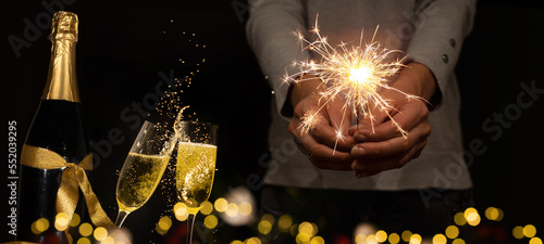Bild auf Leinwand Silvester Party / Happy New Year 2024, New Year's Eve background greeting card -