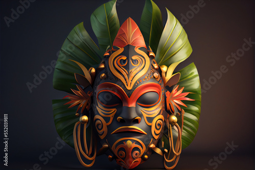 mockup display traditional masks generative AI, 3d render style photo