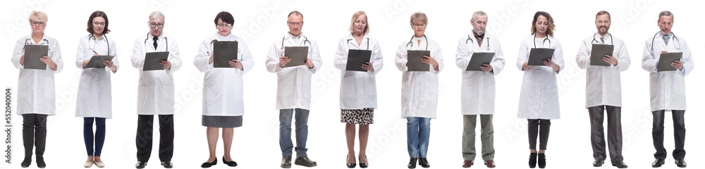 full length group of doctors with notepad isolated full length group of doctors with notepad isolated