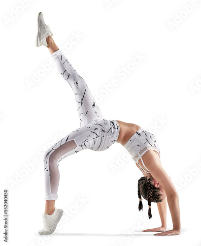 PNG studio shot of a sporty young woman exercising.