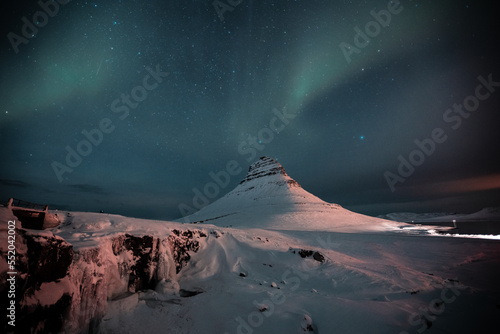  Kirkjufell, Church Mountain,Aurora borealis over amazing landscape in Iceland,Absolutely stunning and beautiful lights on the sky