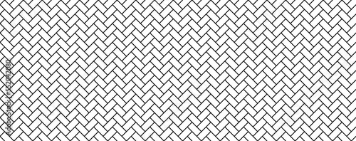 Black line vintage herringbone parquet seamless pattern