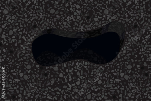 Broken asphalt, a damaged road vector illustration design.