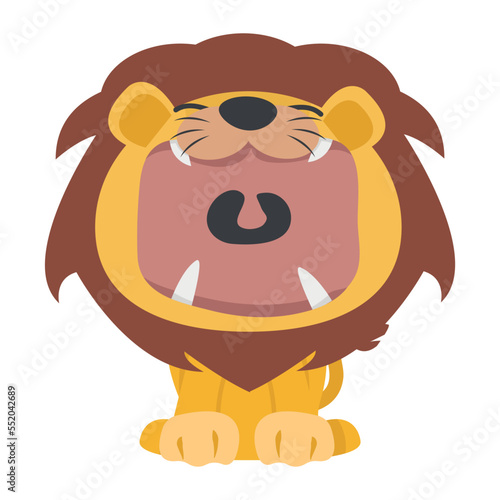 cute lion open mouth roar