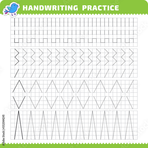 Educational practice Lines with tracing objects for writing study
