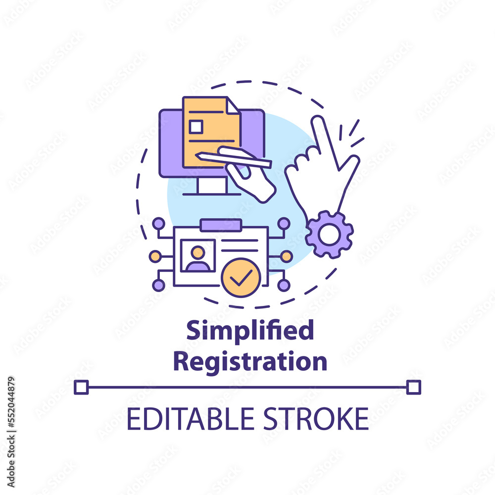 Simplified registration concept icon. Progressive profiling. User authentication data abstract idea thin line illustration. Isolated outline drawing. Editable stroke. Arial, Myriad Pro-Bold fonts used