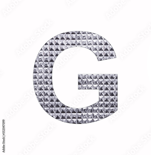 Alphabet letter G - Textured shiny silver paper