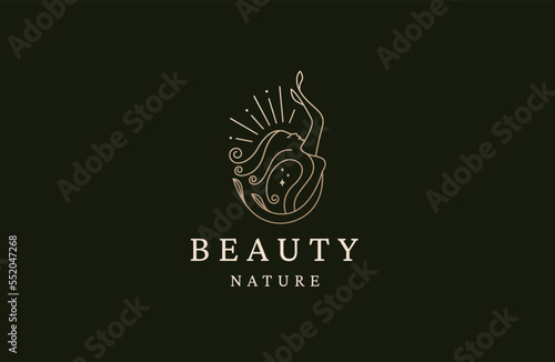 Natural beauty women tree leaf logo icon design template flat vector