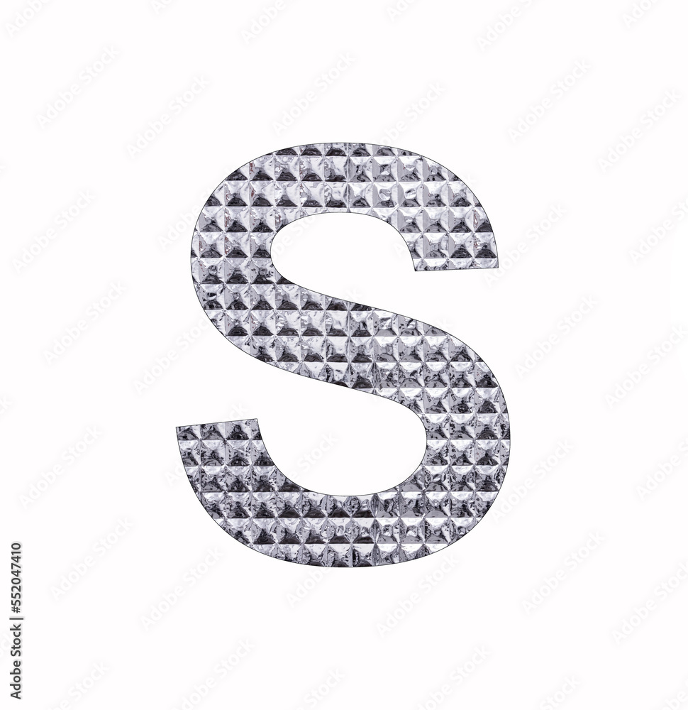 Alphabet letter S - Textured shiny silver paper Alphabet letter S - Textured shiny silver paper