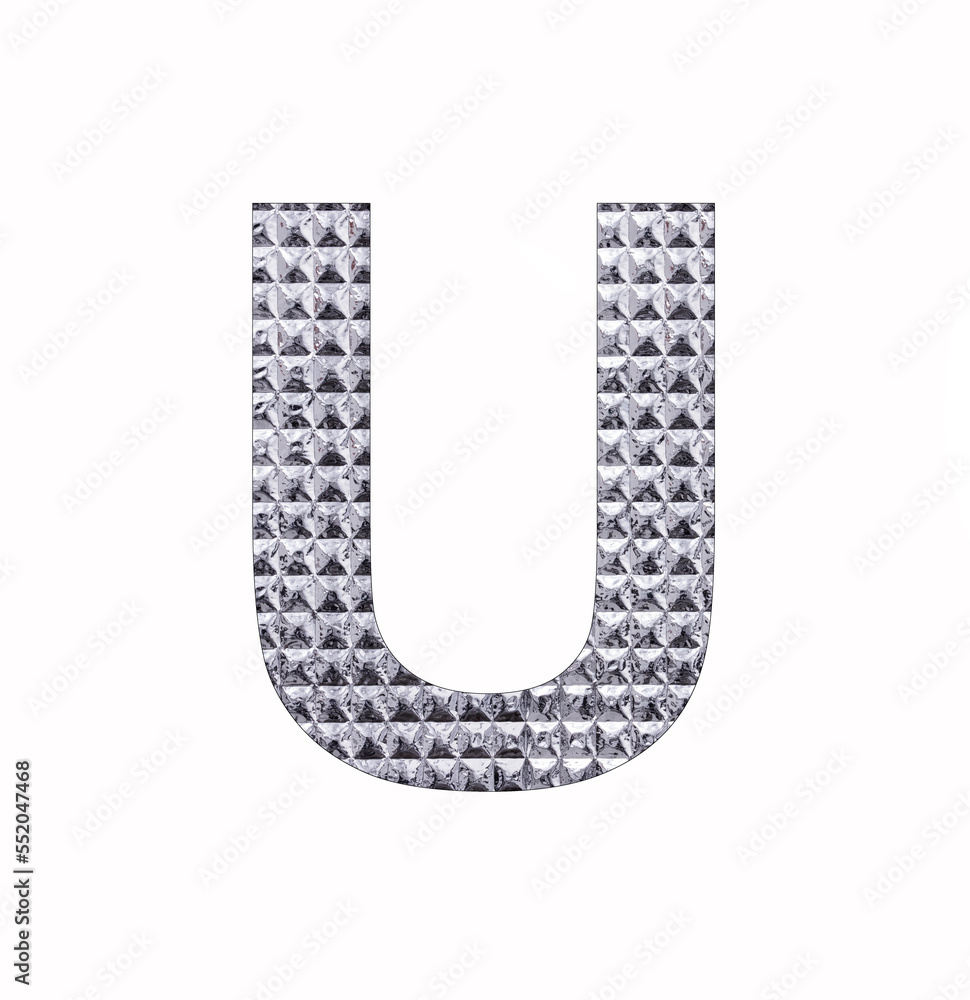 Alphabet letter U - Textured shiny silver paper Alphabet letter U - Textured shiny silver paper