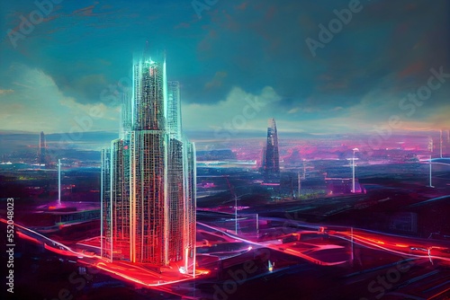 Cyberpunk neon city night scene. Great as a backdrop  wallpaper or to use in your art projects.
