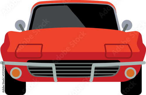 Red cabriolet front view. Luxury car icon