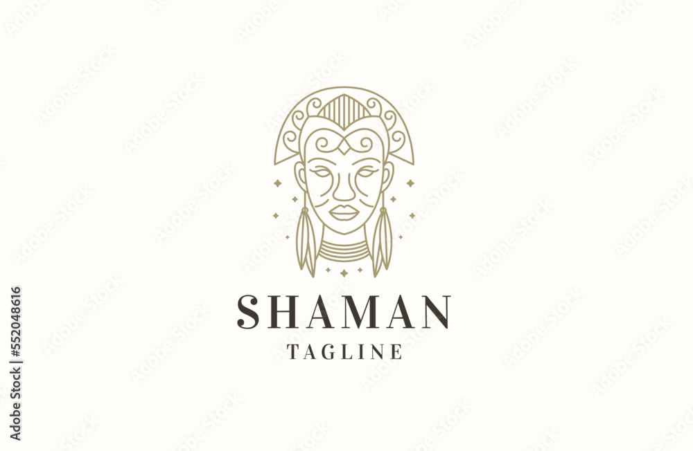 Shaman women people logo icon design template flat vector Shaman women people logo icon design template flat vector
