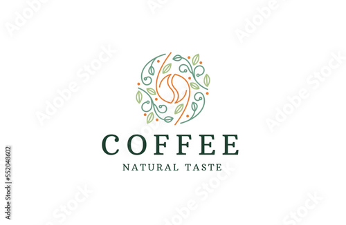 Natural coffee logo icon design template flat vector