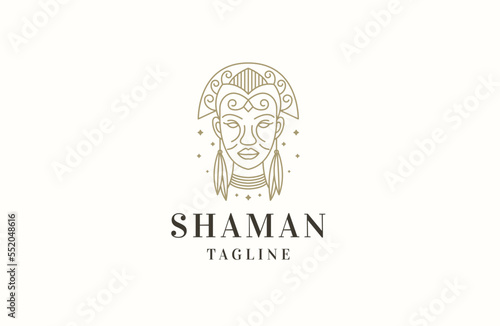 Shaman women people logo icon design template flat vector