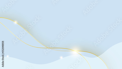 Luxury light blue and gold background with abstract shapes
