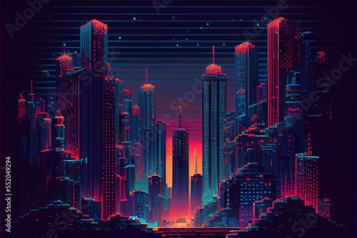Cyberpunk neon city night scene. Great as a backdrop  wallpaper or to use in your art projects.
