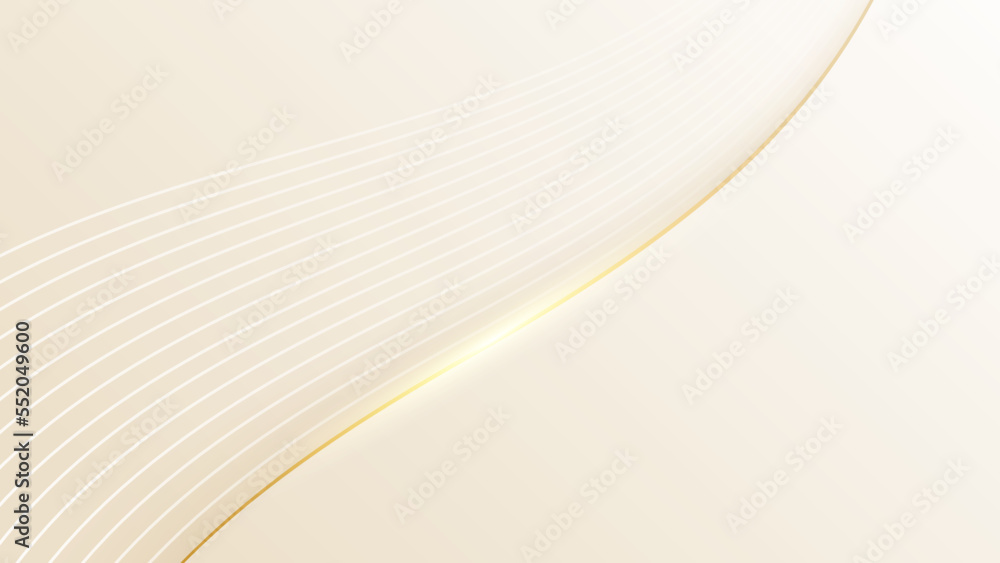 Abstract golden background with white and beige luxury glitter shapes. Golden lines luxury on