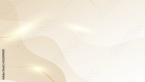 Abstract golden background with white and beige luxury glitter shapes. Golden lines luxury on cream color background. Gold elegant realistic paper cut style 3d. Vector illustration