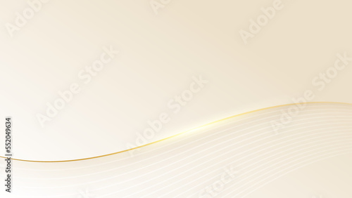 Abstract golden background with white and beige luxury glitter shapes. Golden lines luxury on cream color background. Gold elegant realistic paper cut style 3d. Vector illustration