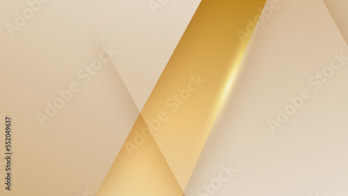 Abstract golden background with white and beige luxury glitter shapes. Golden lines luxury on cream color background. Gold elegant realistic paper cut style 3d. Vector illustration