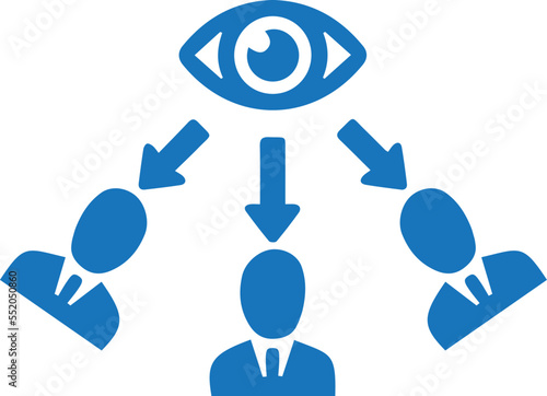 Micromanagement icon, micro organization symbol blue vector