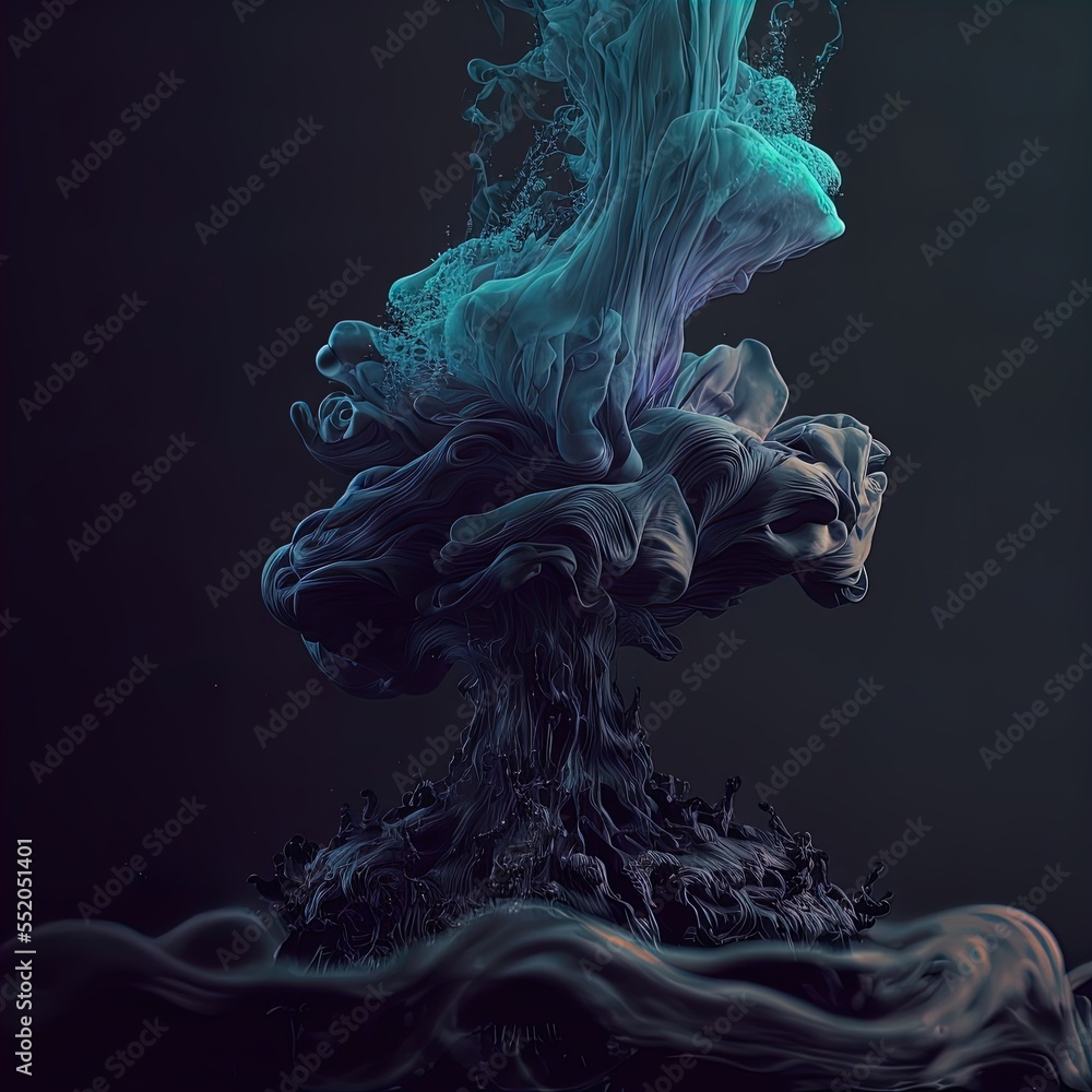 Colorful chemical splash underwater. Abstract swirling liquid. Colorful chemical splash underwater. Abstract swirling liquid.