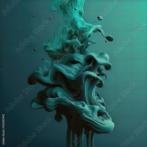 Colorful chemical splash underwater. Abstract swirling liquid. 